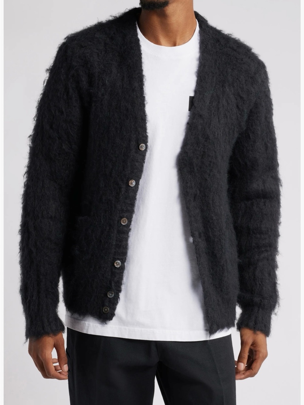 Obey Patron Fuzzy Cardigan in Black Size L